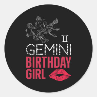 Gemini Birthday Girl Ronde Sticker