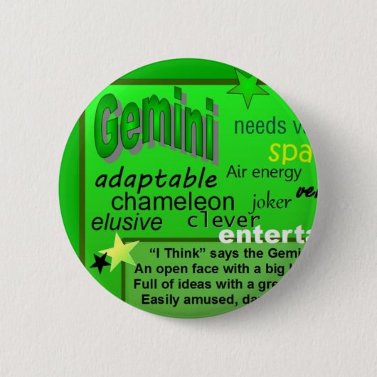 GEMINI BIRTHDAY RONDE BUTTON 5,7 CM (Voorkant)