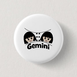Gemini Birthday Zodiac Sign Twins Girls Ronde Button 3,2 Cm