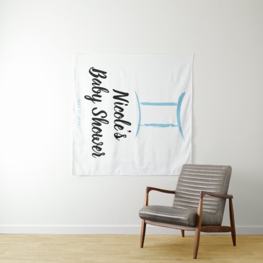 Gemini Blauwe Astrologie Sterrenbeeld Feest Achter Wandkleed (In Situ (horizontaal))