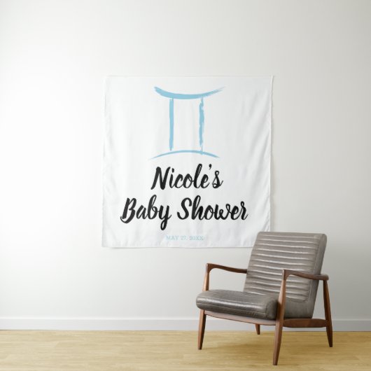 Gemini Blauwe Astrologie Sterrenbeeld Feest Achter Wandkleed (In situ)