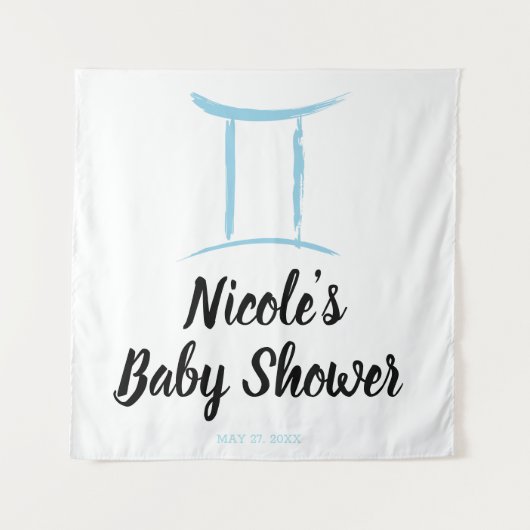 Gemini Blauwe Astrologie Sterrenbeeld Feest Achter Wandkleed (Voorkant)