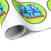 Gemini Cartoon Zodiac Astrology design Cadeaupapier (Rol Hoek)