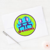 Gemini Cartoon Zodiac Astrology design Ronde Sticker (Envelop)