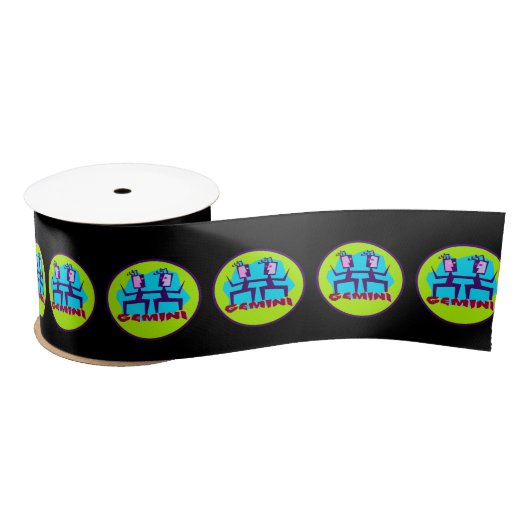 Gemini Cartoon Zodiac Astrology design Satijnen Lint (Spoel)