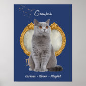 Gemini Cat Art Print, Zodiac Cat Poster (Voorkant)