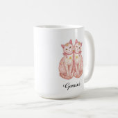 Gemini Celestial Zodiac Mok - Tweelingkatten Kunst (Voorkant rechts)