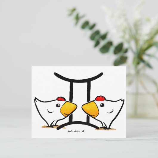 Gemini Chickens Briefkaart (Staand voorkant)