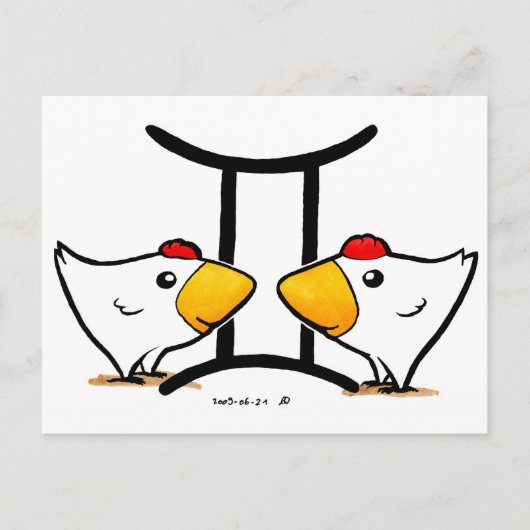Gemini Chickens Briefkaart (Voorkant)