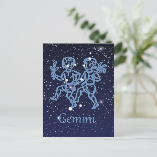 Gemini Constellation and Zodiac Sign with Stars Briefkaart (Staand voorkant)