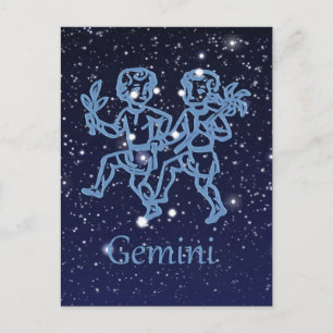 Gemini Constellation and Zodiac Sign with Stars Briefkaart
