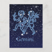Gemini Constellation and Zodiac Sign with Stars Briefkaart (Voorkant)