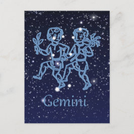 Gemini Constellation and Zodiac Sign with Stars Briefkaart