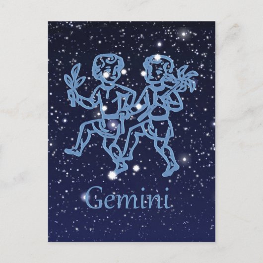 Gemini Constellation and Zodiac Sign with Stars Briefkaart (Voorkant)