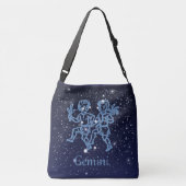 Gemini Constellation and Zodiac Sign with Stars Crossbody Tas (Achterkant)