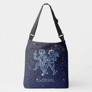 Gemini Constellation and Zodiac Sign with Stars Crossbody Tas