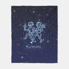 Gemini Constellation and Zodiac Sign with Stars Fleece Deken