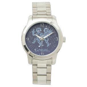 Gemini Constellation and Zodiac Sign with Stars Horloge