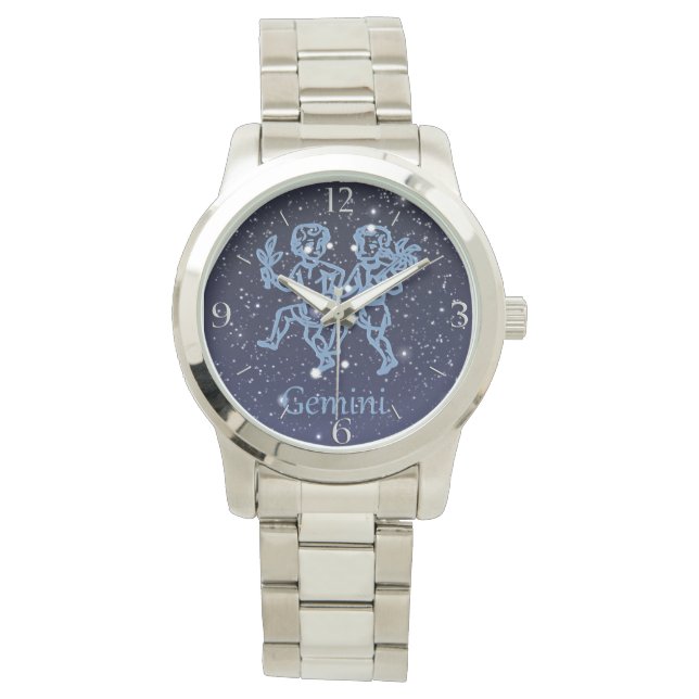 Gemini Constellation and Zodiac Sign with Stars Horloge (Voorkant)
