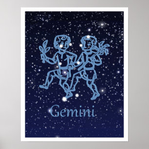 Gemini Constellation and Zodiac Sign with Stars Poster