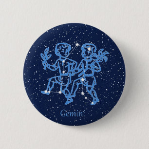 Gemini Constellation and Zodiac Sign with Stars Ronde Button 5,7 Cm