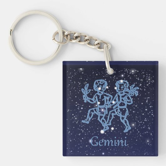 Gemini Constellation and Zodiac Sign with Stars Sleutelhanger (Voorkant)
