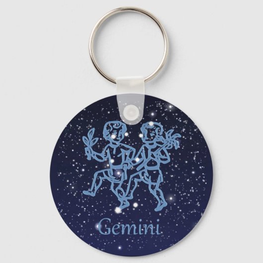 Gemini Constellation and Zodiac Sign with Stars Sleutelhanger (Voorkant)