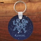 Gemini Constellation and Zodiac Sign with Stars Sleutelhanger (Voorkant)