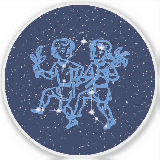 Gemini Constellation and Zodiac Sign with Stars Sticker (Voorkant)