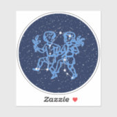 Gemini Constellation and Zodiac Sign with Stars Sticker (Vel)
