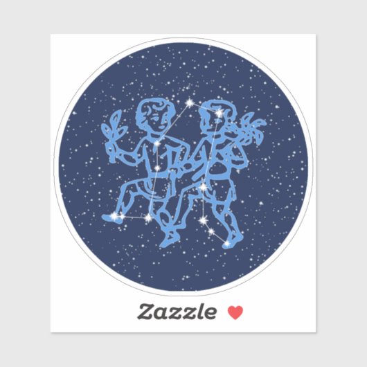 Gemini Constellation and Zodiac Sign with Stars Sticker (Vel)