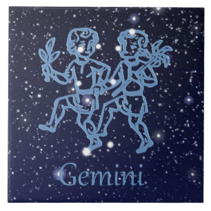 Gemini Constellation and Zodiac Sign with Stars Tegeltje