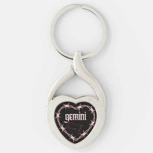 Gemini Constellation Gothic Esthetische prikkeldra Sleutelhanger (Voorkant)