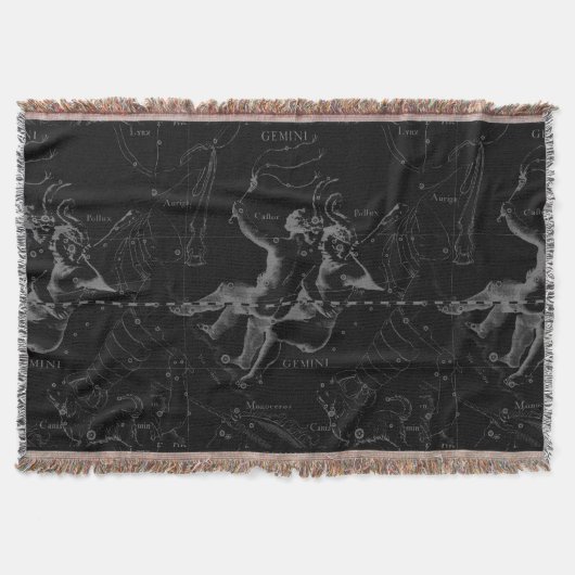 Gemini Constellation Hevelius 1690 on Black Deken (Voorkant)