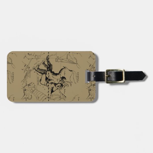 Gemini Constellation Map Engraving by Hevelius Bagagelabel (Voorkant horizontaal)