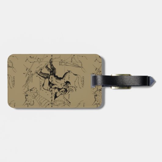 Gemini Constellation Map Engraving by Hevelius Bagagelabel (Achterkant horizontaal)