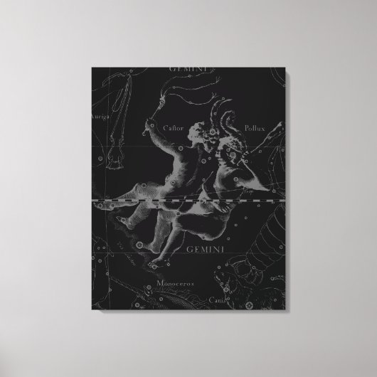 Gemini Constellation Map Engraving by Hevelius Canvas Afdruk (Voorkant)