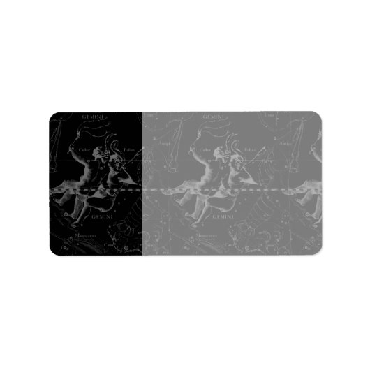 Gemini Constellation Map Engraving by Hevelius Etiket (Voorkant)