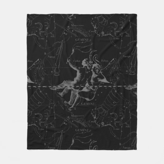 Gemini Constellation Map Engraving by Hevelius Fleece Deken (Voorkant)