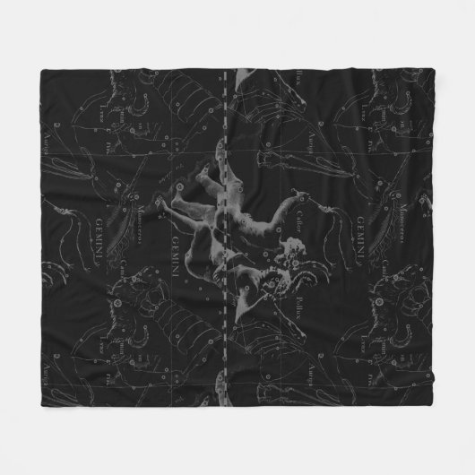 Gemini Constellation Map Engraving by Hevelius Fleece Deken (Voorkant (Horizontaal))