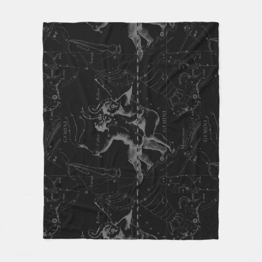 Gemini Constellation Map Engraving by Hevelius Fleece Deken (Voorkant)