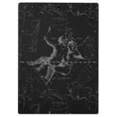 Gemini Constellation Map Engraving by Hevelius Klembord (Achterkant)