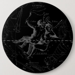 Gemini Constellation Map Engraving by Hevelius Ronde Button 6,0 Cm
