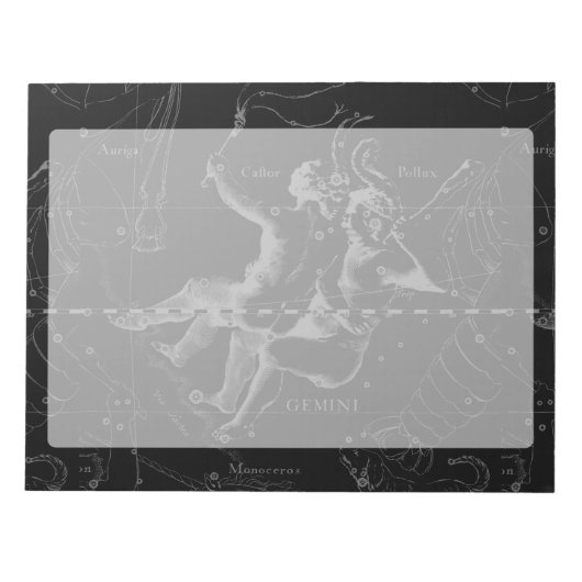 Gemini Constellation Map Hevelius 1690 op Black Notitieblok (Voorkant)