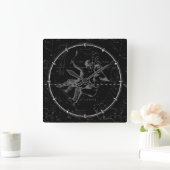Gemini Constellation Map Hevelius 1690 op Black Vierkante Klok (Huis)