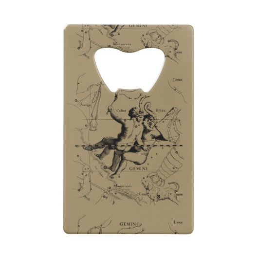 Gemini Constellation Map Hevelius circa 1690 Creditkaart Flessenopener (Achterkant)