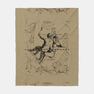 Gemini Constellation Map Hevelius circa 1690 Fleece Deken