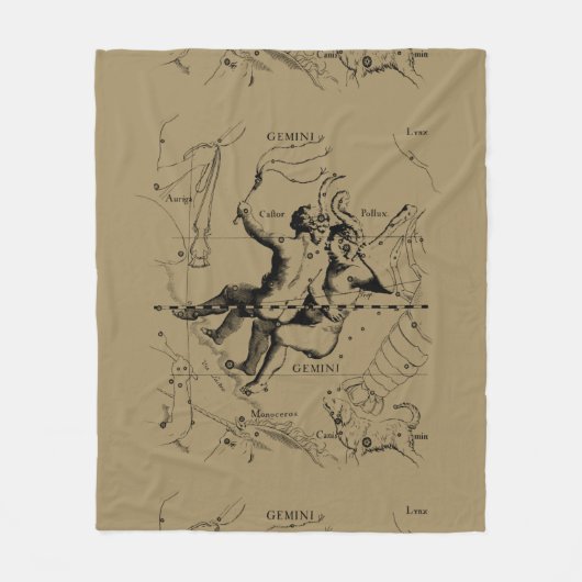Gemini Constellation Map Hevelius circa 1690 Fleece Deken (Voorkant)