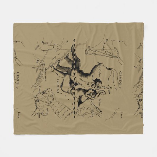 Gemini Constellation Map Hevelius circa 1690 Fleece Deken (Voorkant (Horizontaal))