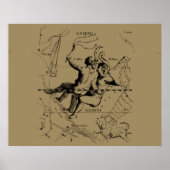 Gemini Constellation Map Hevelius circa 1690 Poster (Voorkant)